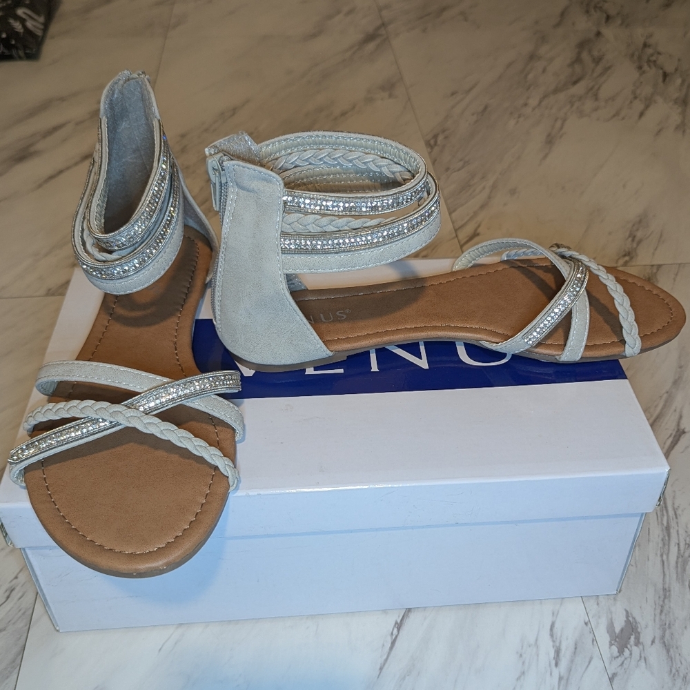 VENUS Silver/Grey Gladiator Sandals with Sparkling Straps